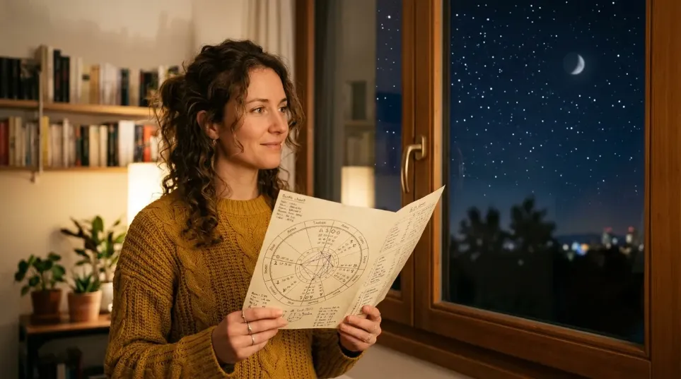 Person looking at a birth chart for career guidance